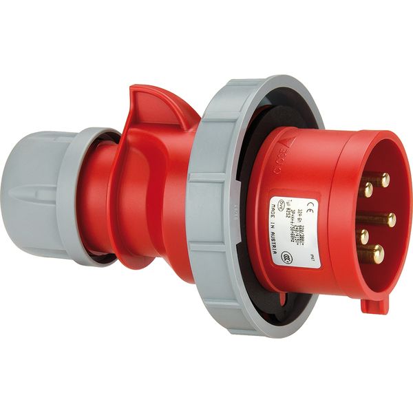 CEE plug, IP67, 32A, 5-pole, 400V, 6h, red image 1
