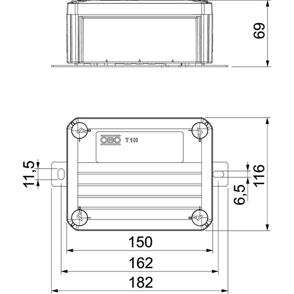 T100E 0VA Junction box for function maintenance 150x116x67 image 2