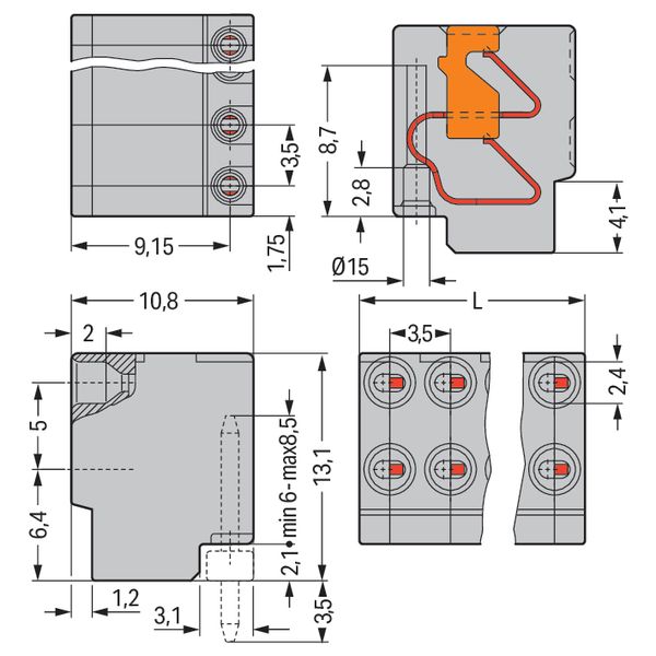 2-conductor female connector push-button PUSH WIRE® gray image 3