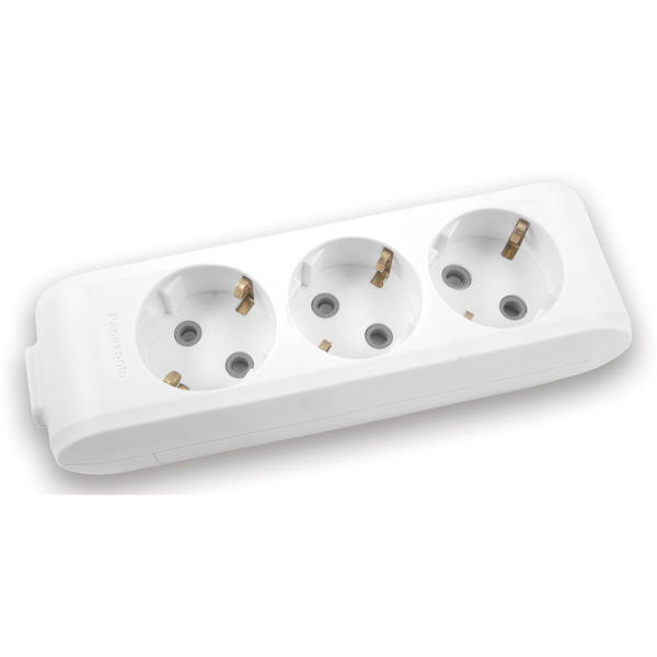 X-tendia White Three Gang Earthed Socket with Shutte image 1
