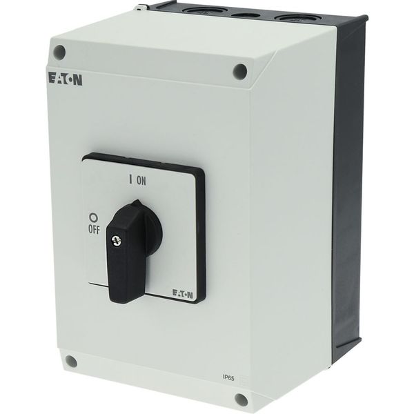 On-Off switch, P3, 63 A, surface mounting, 3 pole, with black thumb grip and front plate image 25