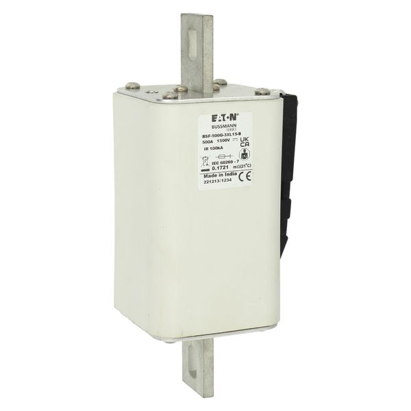 Fuse-link, high speed, 500 A, DC 1500 V, 3L, 74 x 91 x 201 mm, gBat, IEC, bolted connection image 10