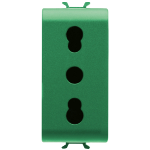 ITALIAN STANDARD SOCKET-OUTLET 250V ac - FOR DEDICATED LINES - 2P+E 16A DUAL AMPERAGE - P11-P17 - 1 MODULE - GREEN - CHORUSMART image 1