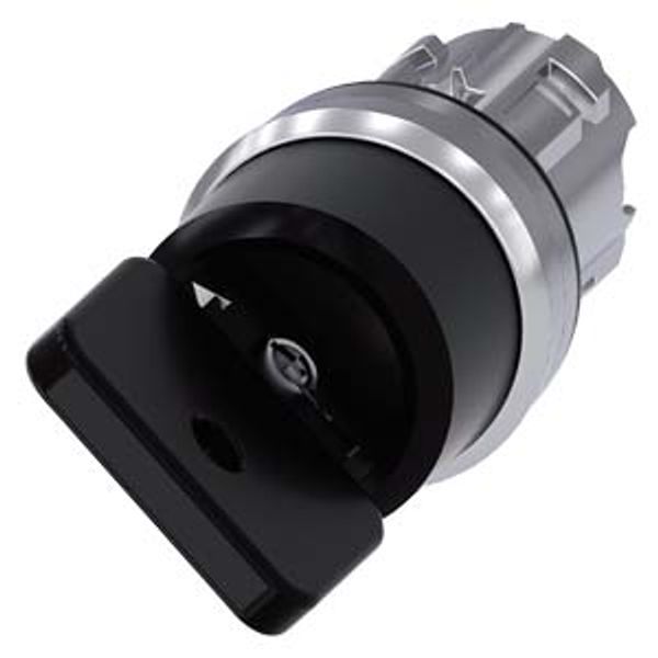 3SU1050-4HF01-0AA0-Z Y12 Key-operated switch O.M.R, 22 mm, round, metal, shiny, lock number 73034, black, with 2 keys, 2 switch positions O-I, latching, actuating angle 90°, image 1