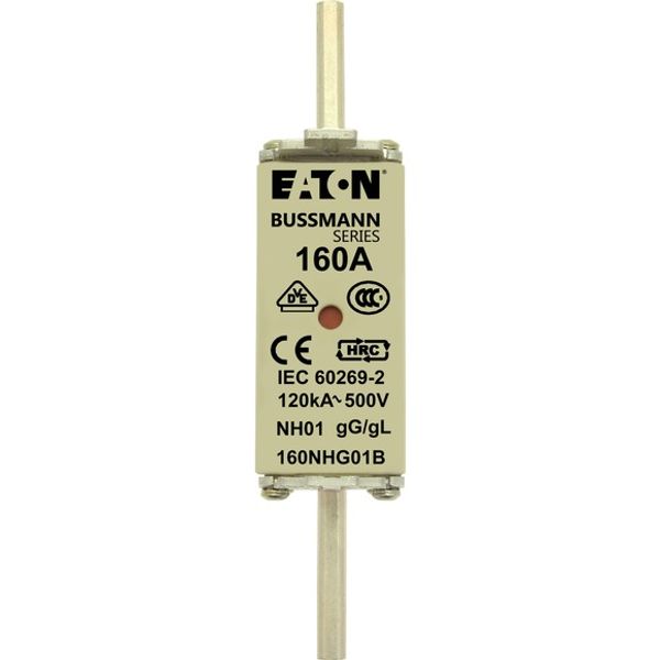 Fuse-link, LV, 160 A, AC 500 V, NH01, gL/gG, IEC, dual indicator, live gripping lugs image 2