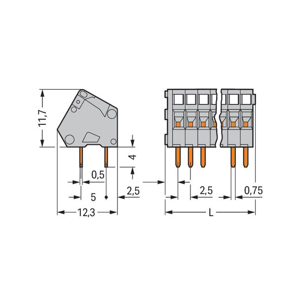 PCB terminal block 0.5 mm² Pin spacing 2.5 mm gray image 5
