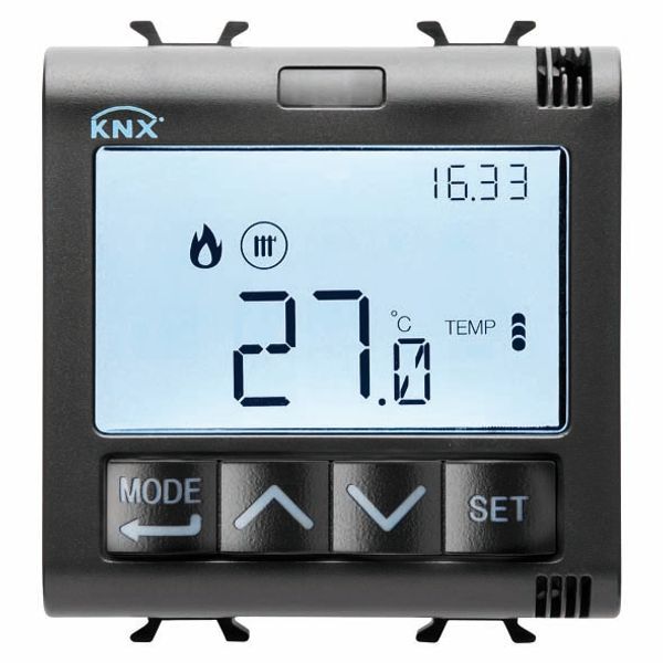 THERMOSTAT WITH HUMIDITY MANAGEMENT - KNX - 2 MODULES - BLACK - CHORUS image 2