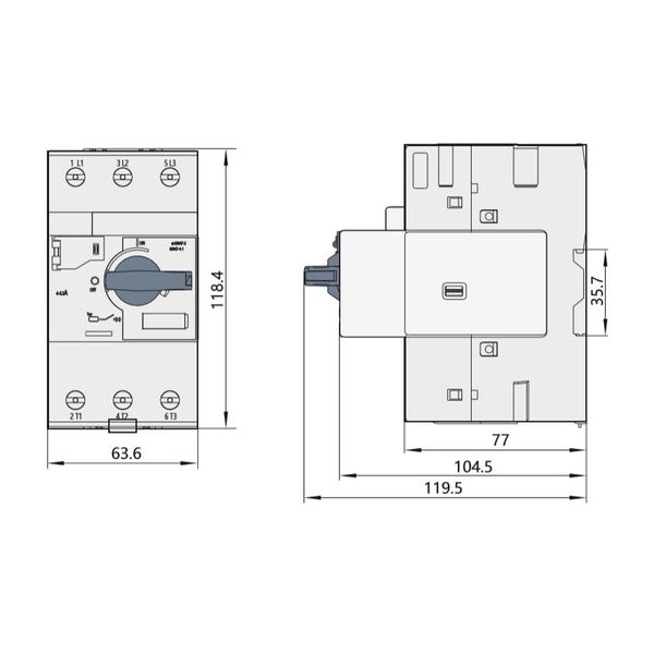 Motor Protection Circuit Breaker BE2, size 1, 3-pole, 48-65A image 2