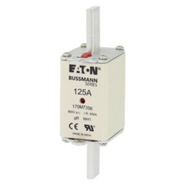 Fuse-link, high speed, 125 A, AC 800 V, NH1, gR, UL, IEC, dual indicator image 1