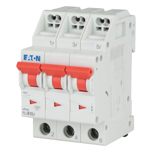 Miniature circuit breaker (MCB) with plug-in terminal, 10 A, 3p, characteristic: B image 1