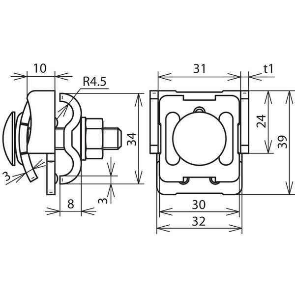 Saddle clamp Cu clamping range 0.7-8mm with double cleat for Rd 8-10mm image 2