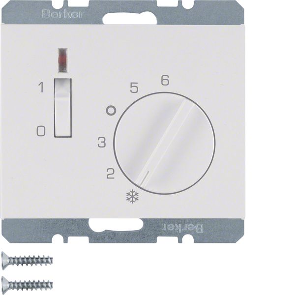 Thermostat, NC contact, centre plate, rocker switch, K.1, p. white glo image 1