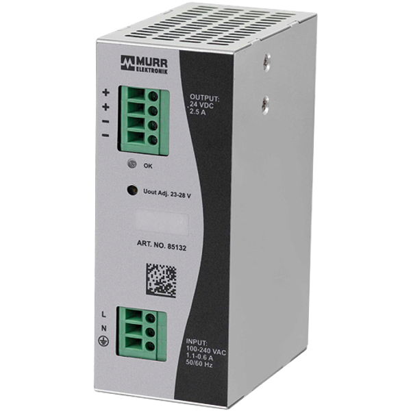 ECO-RAIL-2 POWER SUPPLY 1-PHASE, IN: 90-264VAC OUT: 24V/2,5ADC image 1