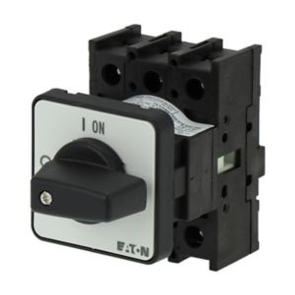 On-Off switch, P1, 40 A, flush mounting, 3 pole, with black thumb grip and front plate image 4