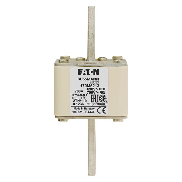 Fuse-link, high speed, 700 A, AC 690 V, DIN 2, 61 x 75 x 138 mm, aR, DIN, IEC, single indicator image 7