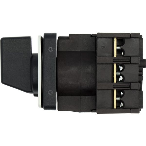 On-Off switch, P1, 25 A, flush mounting, 3 pole, with black thumb grip and front plate image 2