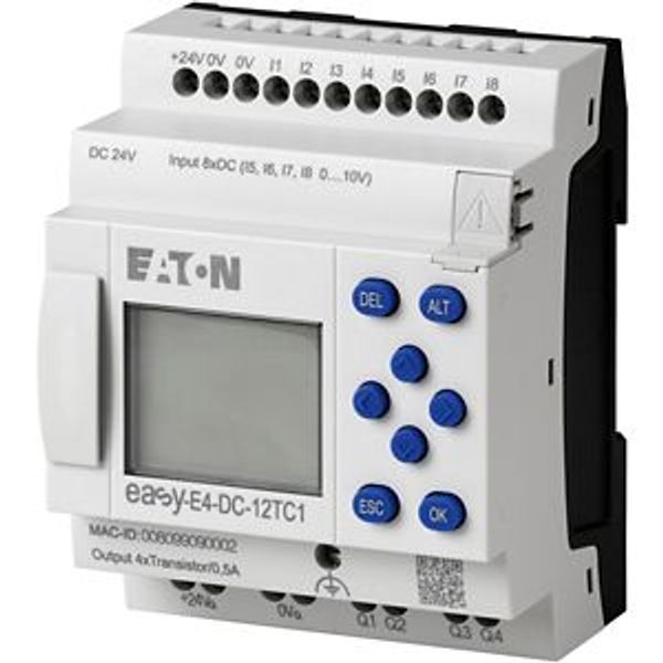 Control relays easyE4 with display (expandable, Ethernet), 24 V DC, Inputs Digital: 8, of which can be used as analog: 4, screw terminal image 5