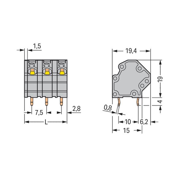 PCB terminal block 4 mm² Pin spacing 7.5 mm gray image 4