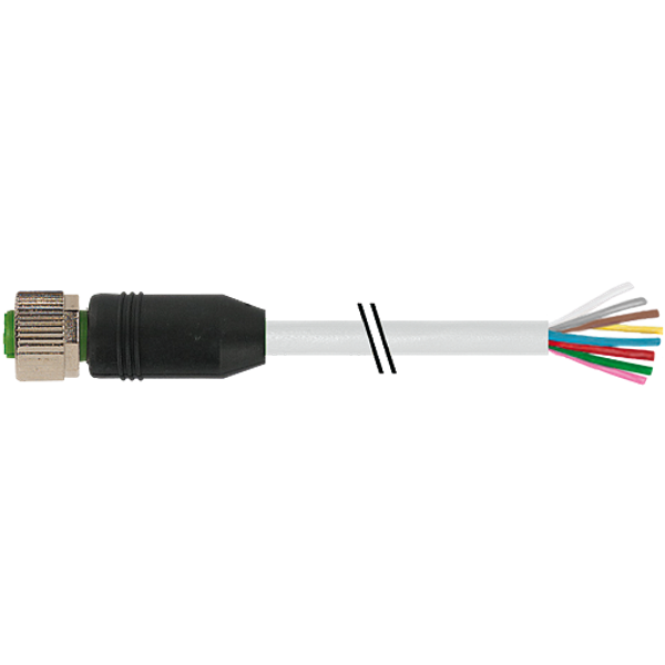 M12 female 0° A-cod. with cable PVC 8x0.25 gy UL/CSA 5m image 1