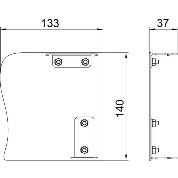 GAD EL Swing EL End piece, Design duct, left Design Swing 133x140x37 image 2