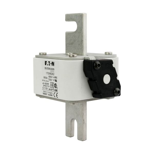 Fuse-link, high speed, 800 A, AC 690 V, DIN 3, 76 x 92 x 139 mm, aR, DIN, IEC, single indicator image 10