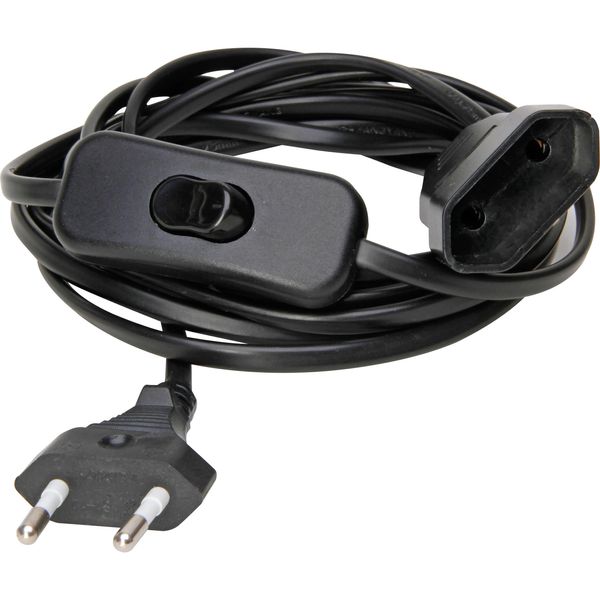Euro ext. cord, with switch, 3m black image 1