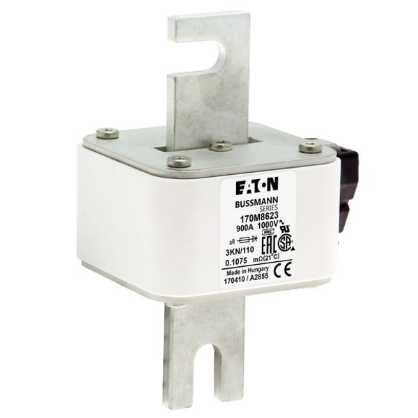 Fuse-link, high speed, 900 A, AC 1000 V, DIN 3, 74 x 92 x 138 mm, aR, DIN, IEC, single indicator image 5