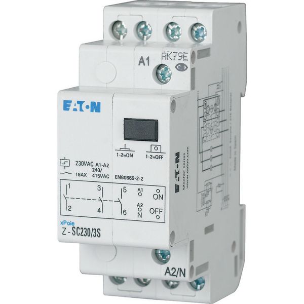 Impulse relay, central control, 230AC, 1NO, 1W, 16A, 50/60Hz, 2SU image 2