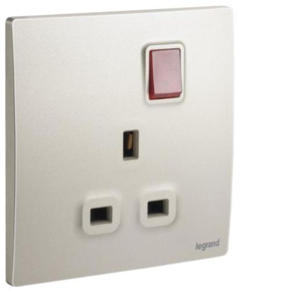 Mallia Senses - 1 gang BS switched socket outlet single pole - with LED - 13A - Champagne image 1