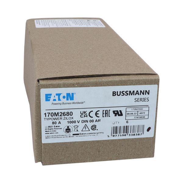 Fuse-link, high speed, 80 A, AC 1000 V, DIN 00, aR, DIN, IEC, single indicator, live gripping lugs image 15