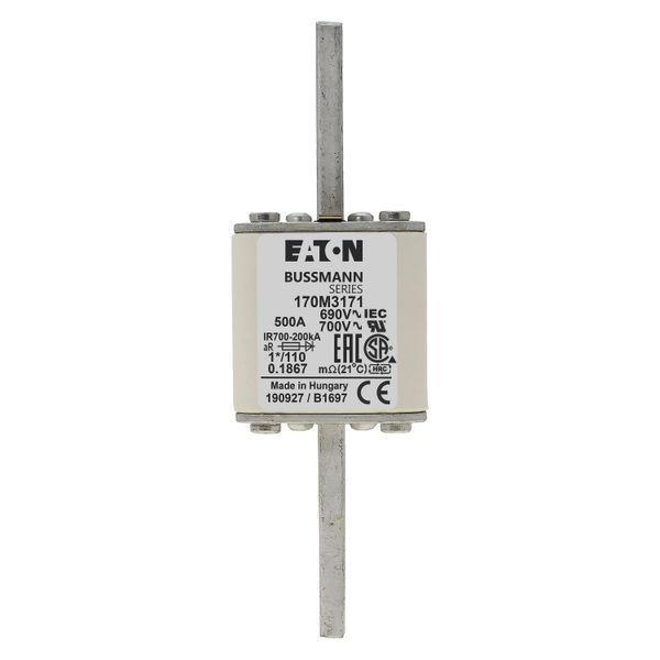 Fuse-link, high speed, 550 A, AC 690 V, compact size 1, 45 x 45 x 134 mm, aR, DIN, IEC, single indicator image 5