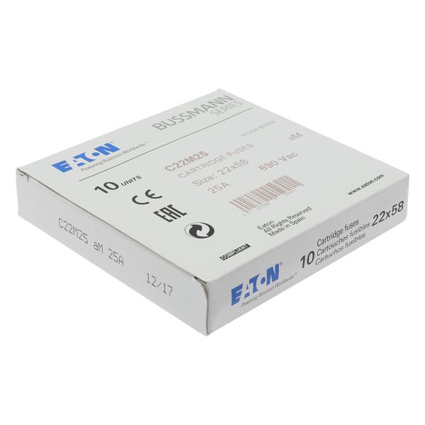 Fuse-link, LV, 25 A, AC 690 V, 22 x 58 mm, aM, IEC image 14