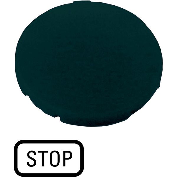 Button plate, flat black, STOP image 2