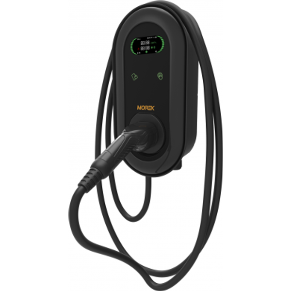 EV 11kW network charger, 3.8 LCD display, LAN, WiFi, RFID, ​5m cable and Type 2 connector image 1