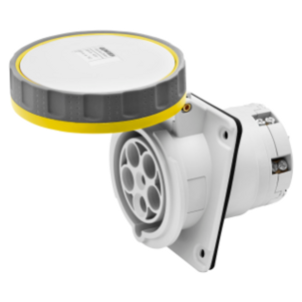 10° ANGLED FLUSH-MOUNTING SOCKET-OUTLET HP - IP66/IP67 - 3P+E 125A 100-130V 50/60HZ - YELLOW - 4H - MANTLE TERMINAL image 1