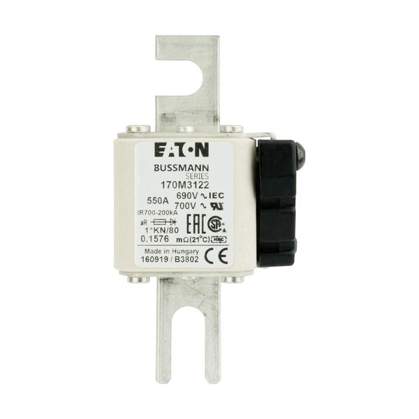 Fuse-link, high speed, 550 A, AC 690 V, compact DIN 1, 45 x 59 x 104 mm, aR, DIN, IEC, single indicator image 7