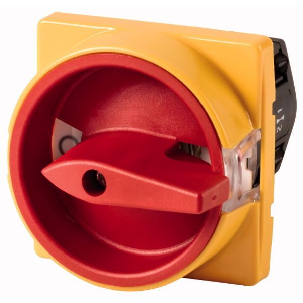 Control circuit switches, TM, 10 A, flush mounting, Contacts: 2, Emergency switching off function, With red rotary handle and yellow locking ring, Loc image 1