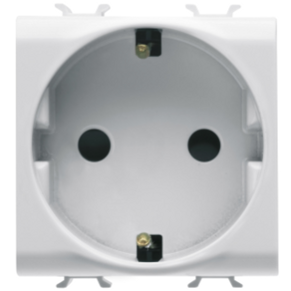 GERMAN STANDARD SOCKET-OUTLET 250V ac - 2P+E 16A - 2 MODULES - GLOSSY WHITE - CHORUSMART image 1