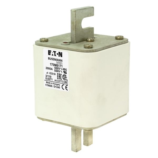 Fuse-link, high speed, 850 A, AC 1750 V, size 3, 76 x 91 x 193 mm, aR, IEC, UL, single indicator image 1