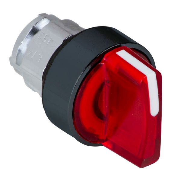Head for illuminated selector switch, Harmony XB4, red Ø22 mm 3 position stay put image 1