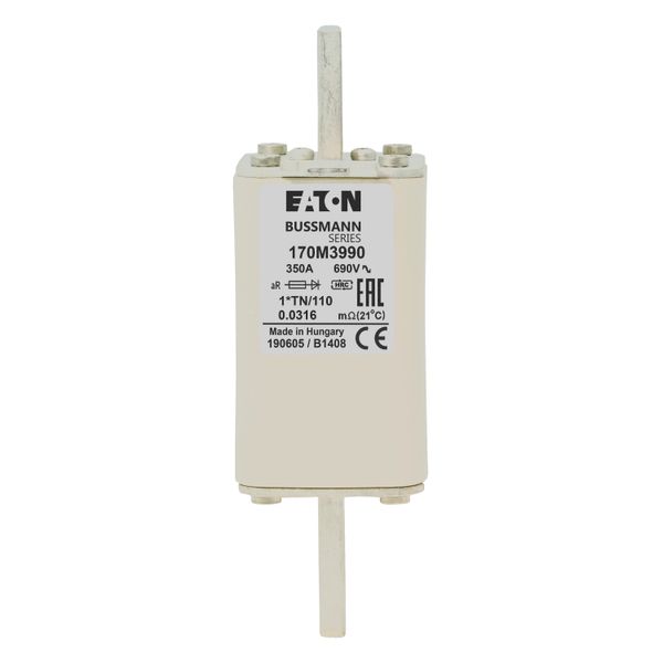 Fuse-link, high speed, 350 A, AC 1000 V, compact DIN 1, 43 x 61 x 138 mm, aR, DIN, IEC, type T indicator image 8