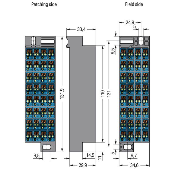 Matrix patchboard 32-pole Marking 33-64 dark gray image 1