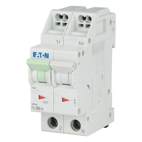 Miniature circuit breaker (MCB) with plug-in terminal, 8 A, 1p+N, characteristic: D image 1