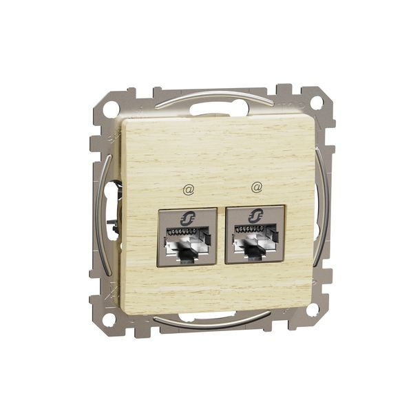 Double DATA Outlet CAT 6 STP, Sedna Design & Elements, RJ45, Wood brich image 4