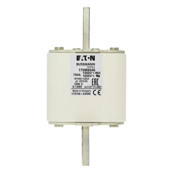 Fuse-link, high speed, 700 A, AC 1000 V, DIN 3, 90 x 75 x 150 mm, aR, DIN, IEC, single indicator image 7