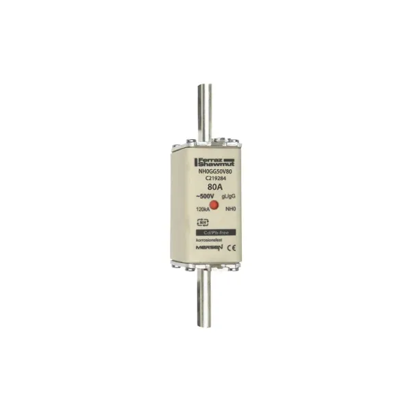 Fuse-link NH0 gG 500VAC 80A live tags Double indicator image 2