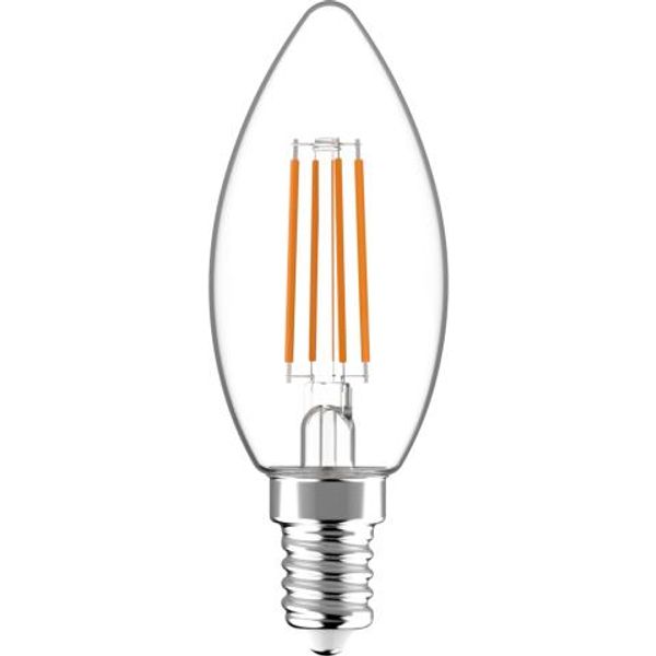 LED Filament Bulb - Candle C35 E14 4.5W 470lm 2700K Clear 330°  - Dimmable image 1