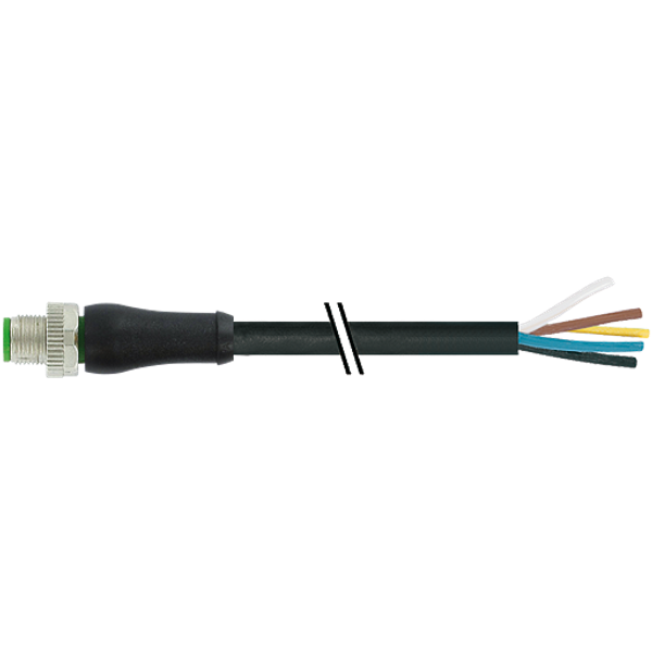 M12 Power male 0° S-cod. with cable PUR 3x1.5 bk UL/CSA+drag ch. 1.5m image 1