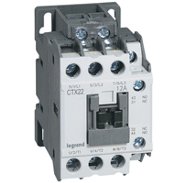 3-pole contactors CTX³ 22 - 12 A - 230 V~ - 1 NO + 1 NC - screw terminals image 1