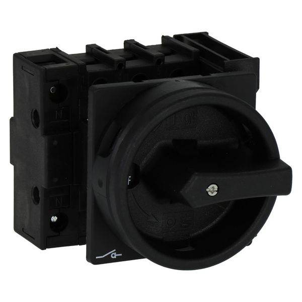 Main switch, P1, 40 A, flush mounting, 3 pole + N, 1 N/O, 1 N/C, STOP function, With black rotary handle and locking ring, Lockable in the 0 (Off) pos image 13